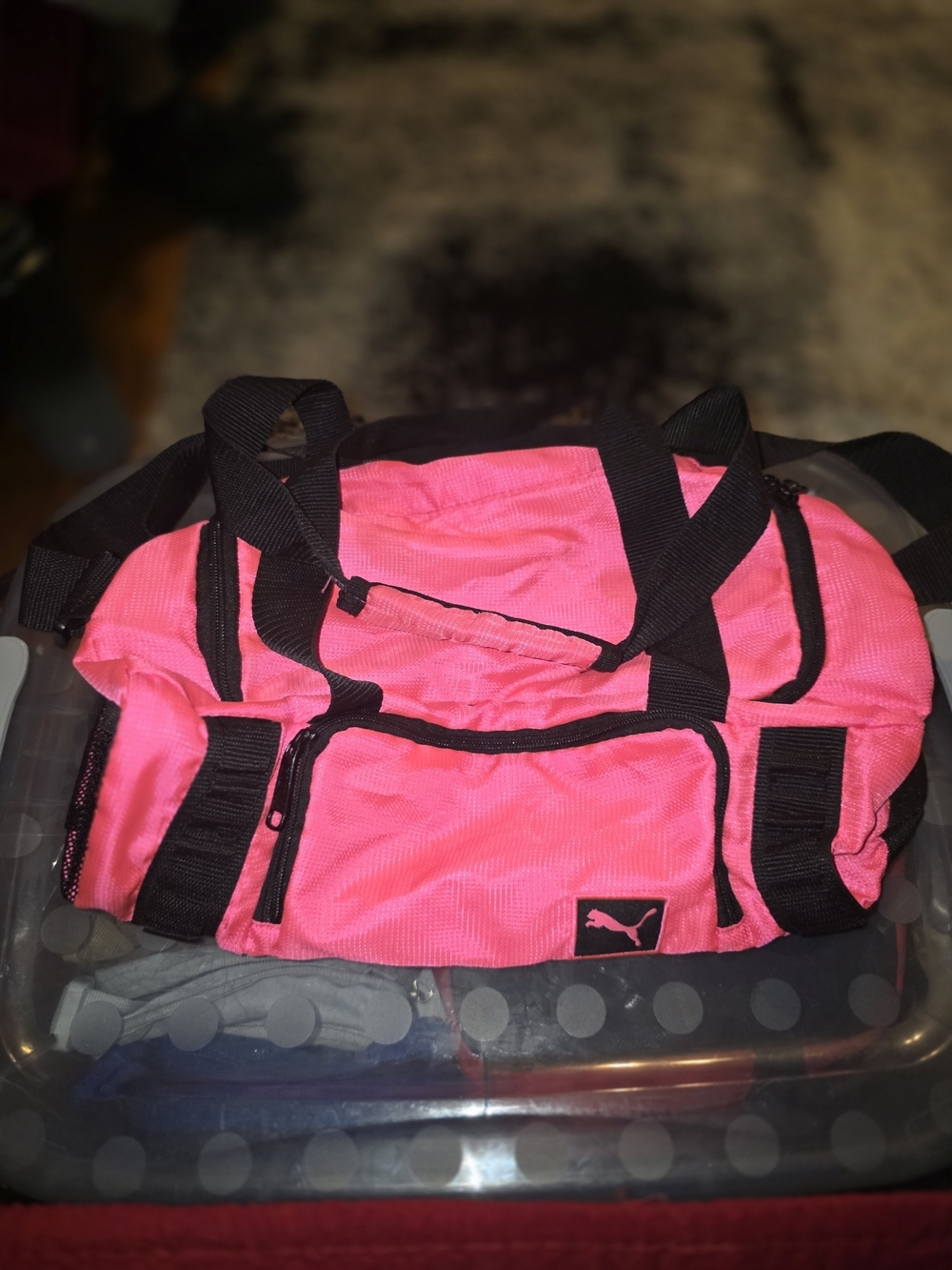 PUMA Pink Duffel Bag with Black Accents